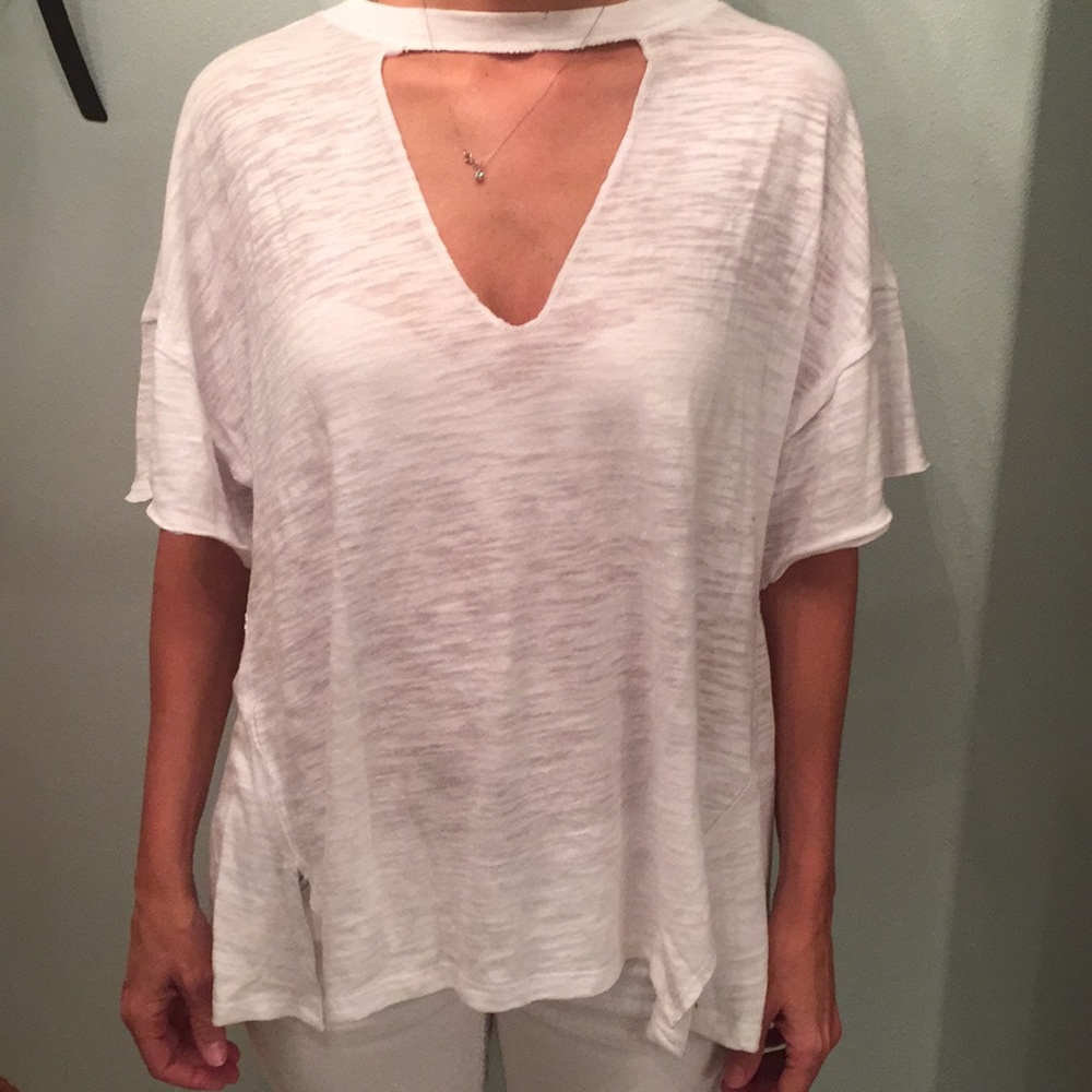 Free People white cutout t-shirt!